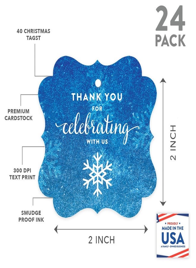 Andaz Press Birthday Fancy Frame Gift Tags, Thank You for Celebrating with Us, Frozen Snowflake, 24-Pack, for Blue Winter Christmas Holiday Gifts Snowflake Gift Tags Thank You Christmas Tags - Image 2